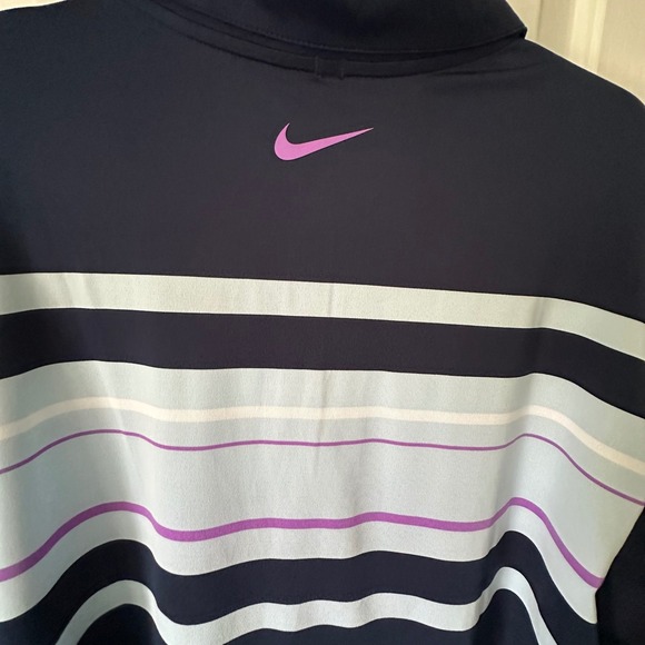 Nike Golf Dri-FIT Men's XL Polo Shirt Navy Blue Stripe Performance Golfing - Picture 3 of 6